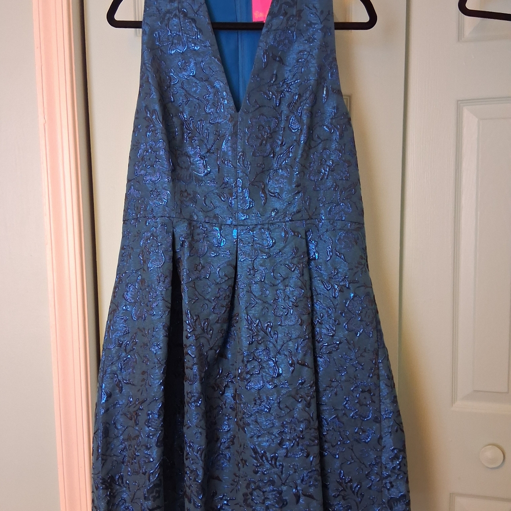 Lilly Pulitzer Blue Floral Midi Dress